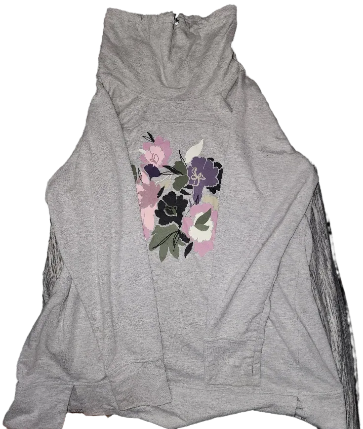 Grey Floral Pullover Hoodie
