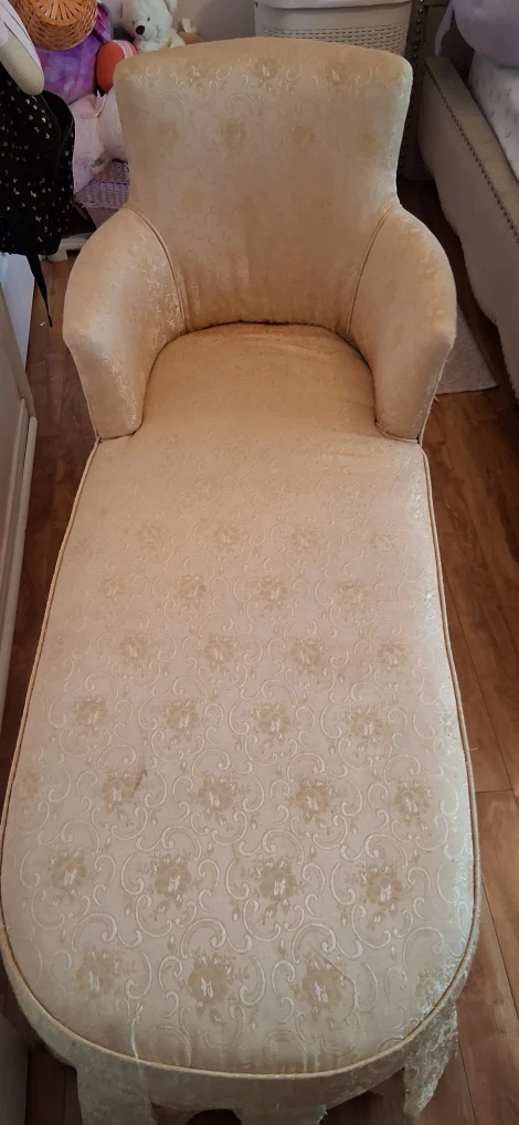 Vintage Chaise Lounge - Cream Floral Pattern - photo 2