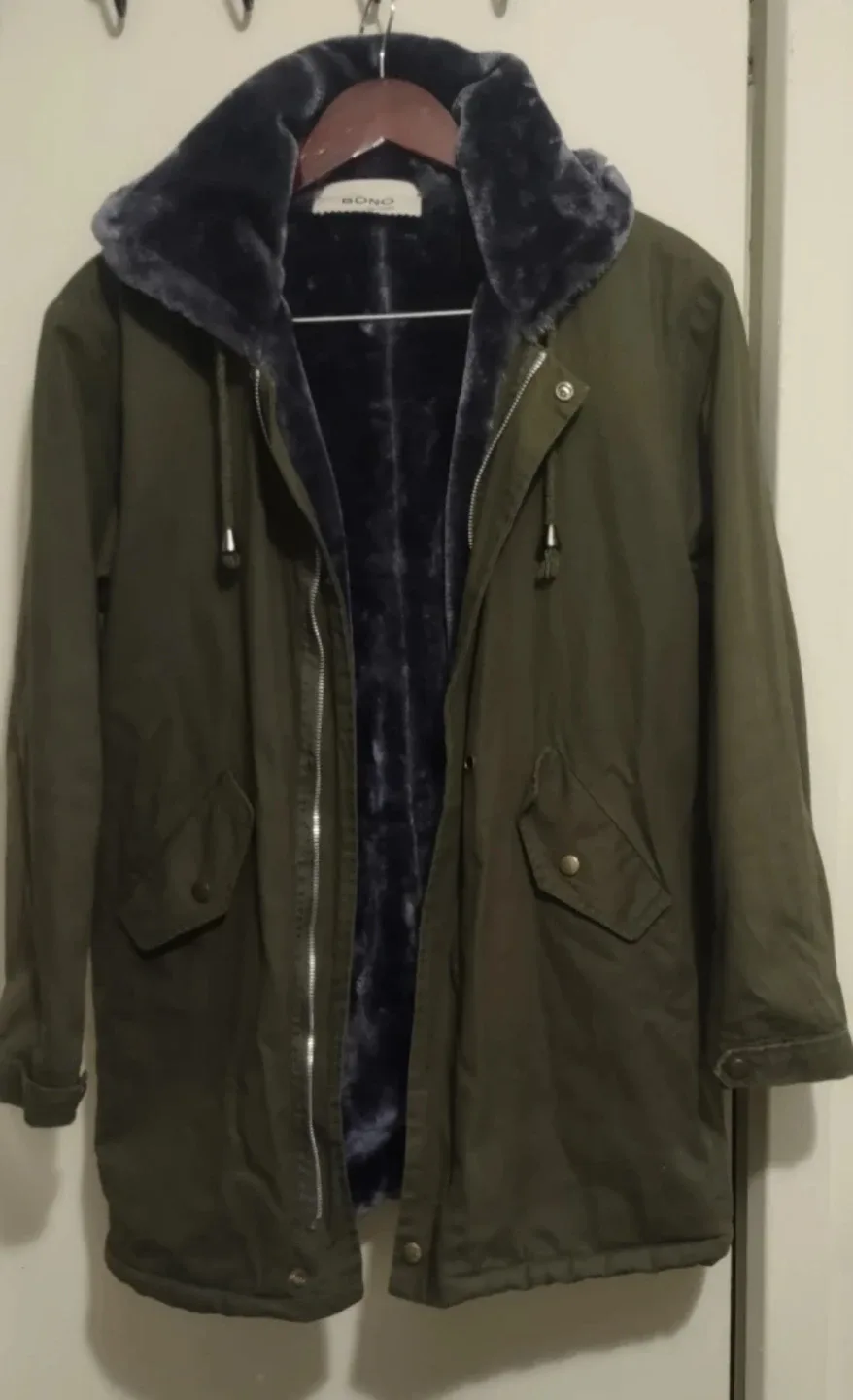 Bono Da Vinci Olive Green Winter hood Coat image indicator(4)