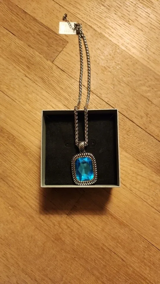 Silver Necklace with Blue Stone