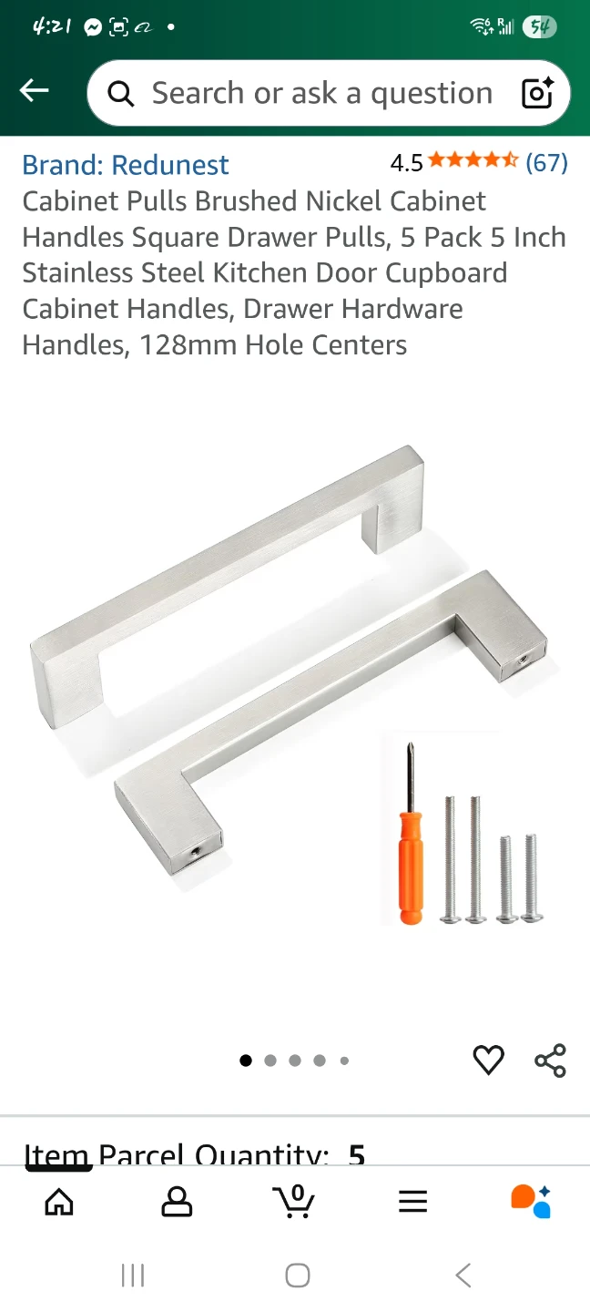 Brushed Nickel Cabinet Handles 5-inch -5pack