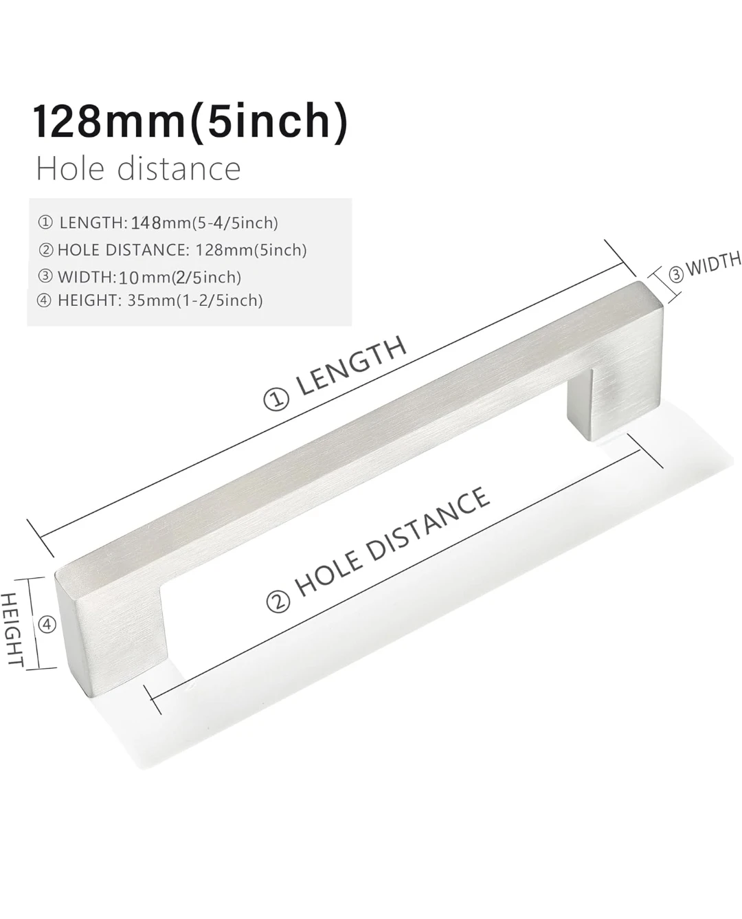 Brushed Nickel Cabinet Handles 5-inch -5pack - photo 3