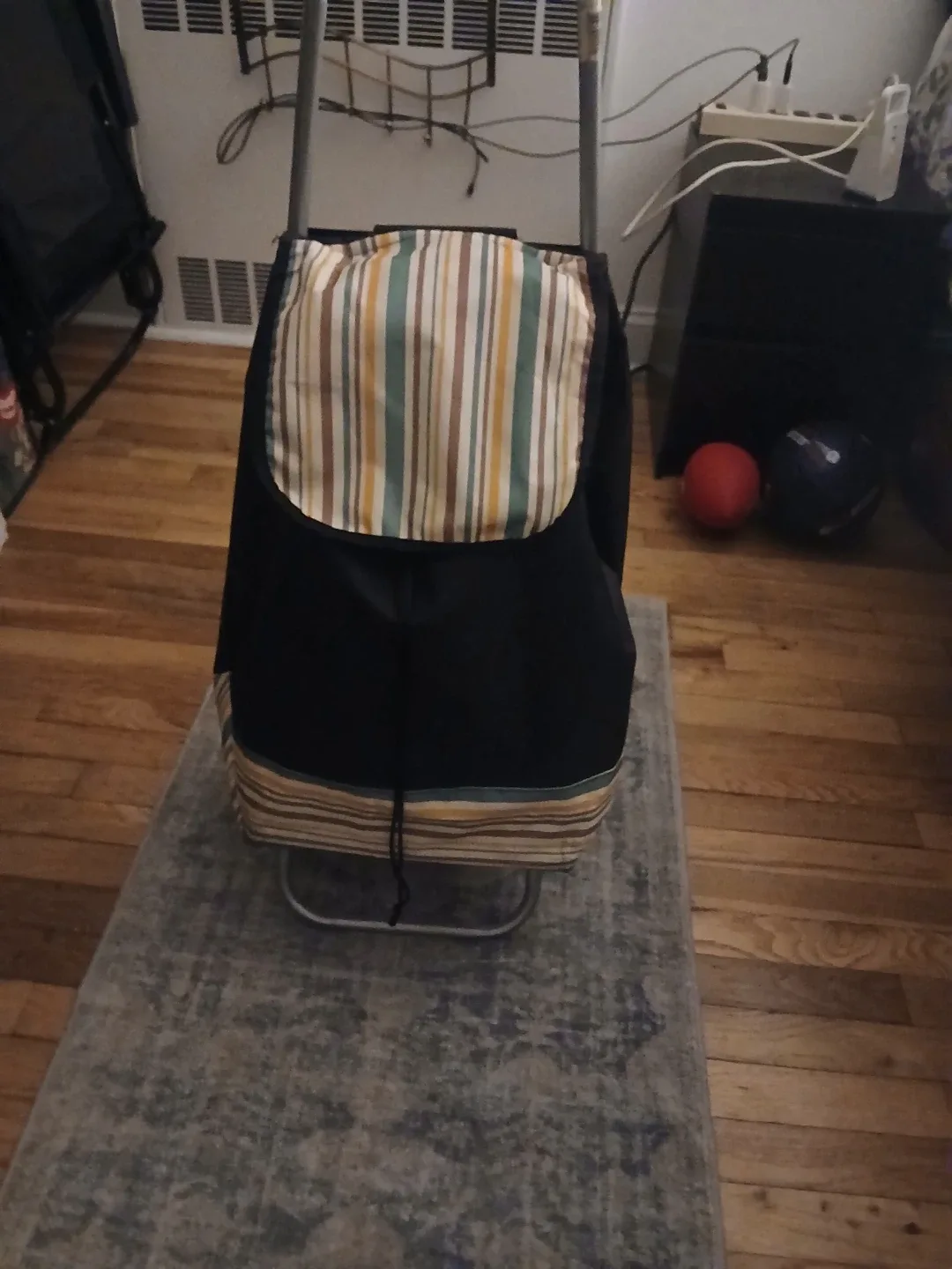 Rolling Shopping Cart - Black with Stripes image indicator(2)