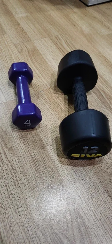 Dumbbell Set: 4LB Purple, 12LB Black