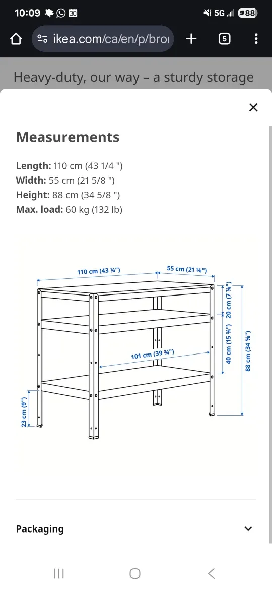 IKEA BROR Work Bench - Black/Pine Plywood image indicator(6)