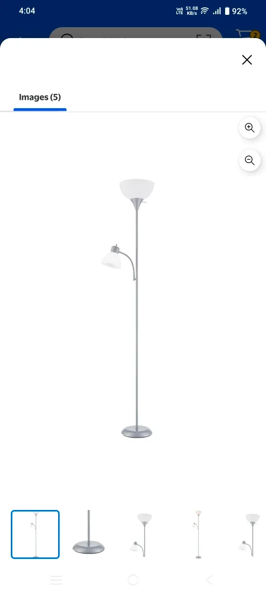 Silver Floor Lamp with Reading Light