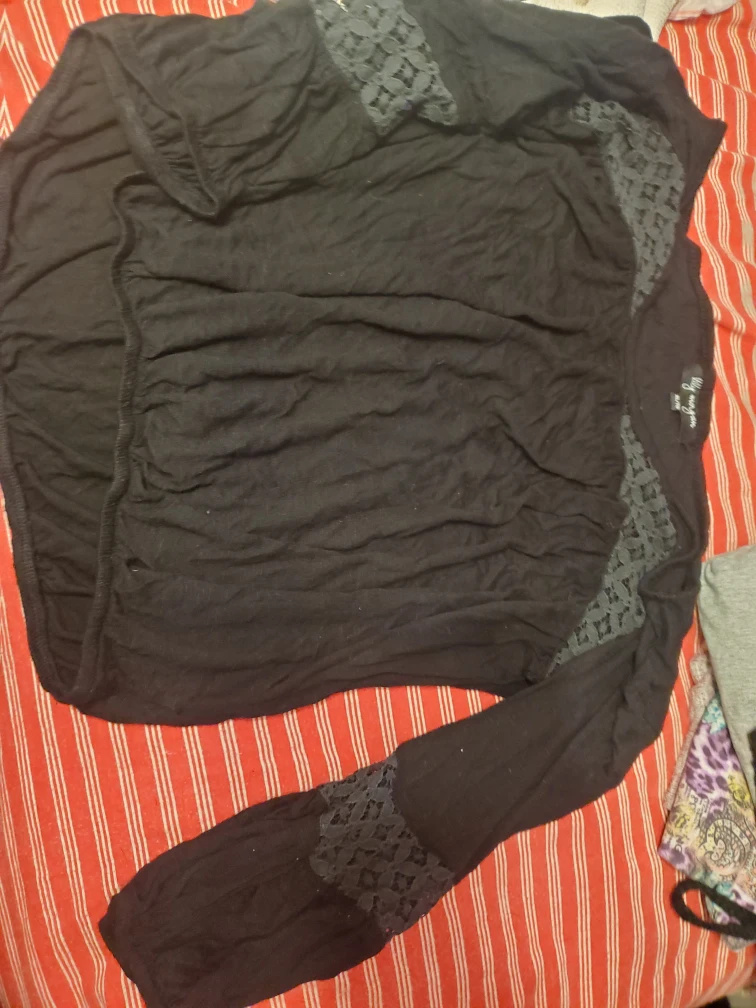 Lily Morgan Black Cropped Long Sleeve Top - XL