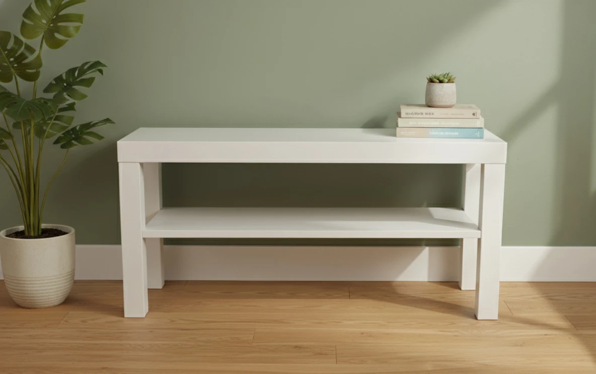 White Entryway Bench with Shelf