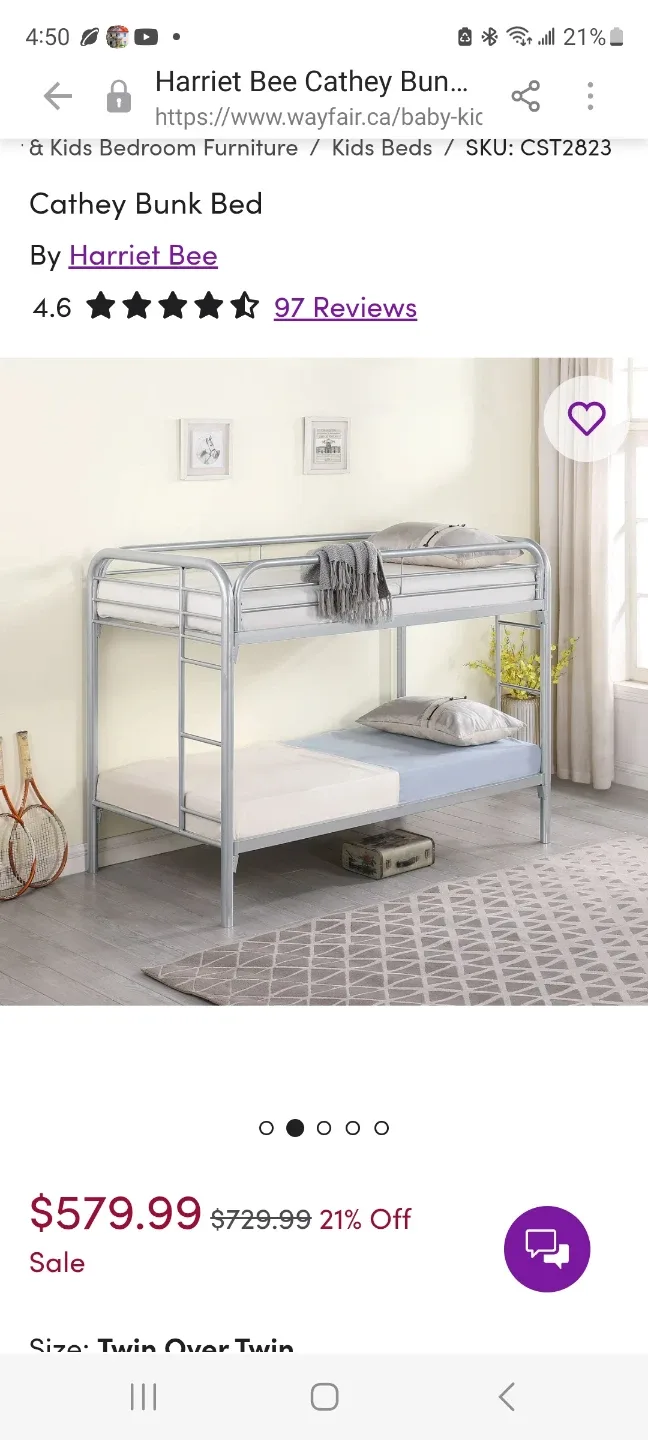 Harriet Bee Cathey Bunk Bed - Twin Over Twin