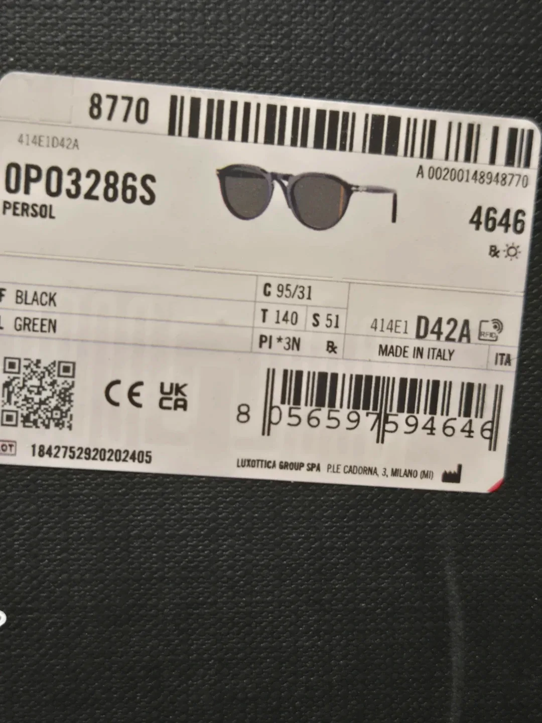 Persol OP03286S Black Sunglasses