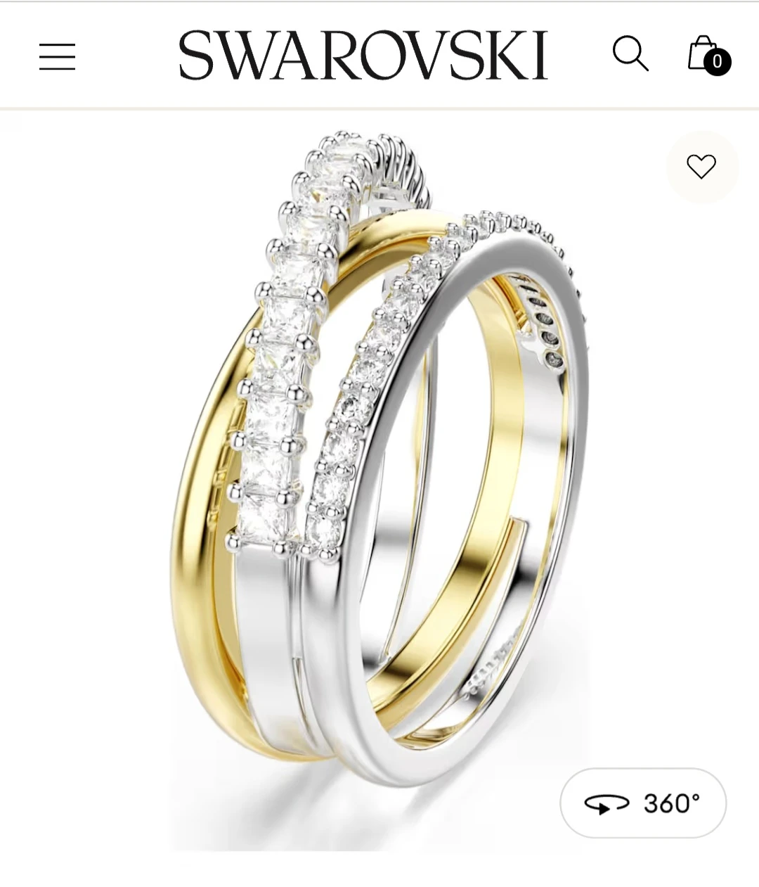 Swarovski Hyperbola Ring 3 Band Size 58