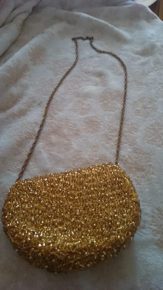 Gold Beaded Evening Clutch Purse image indicator(3)