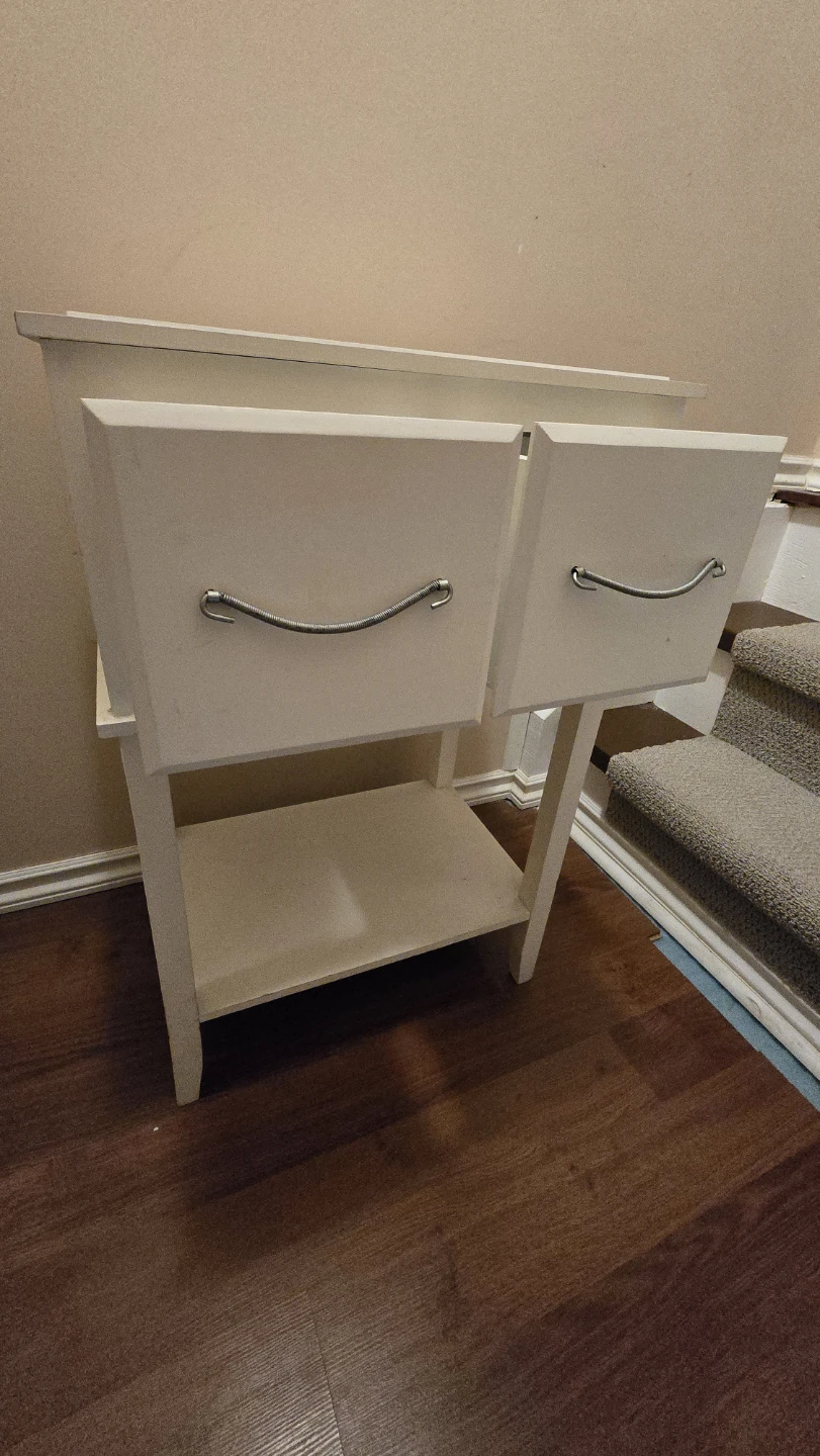 White Side Table with Two Drawers - photo 4
