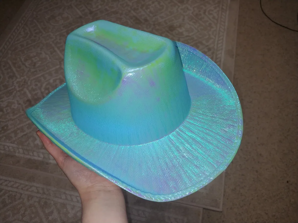 Iridescent/Holographic Turquoise Cowboy Hat image indicator(10)