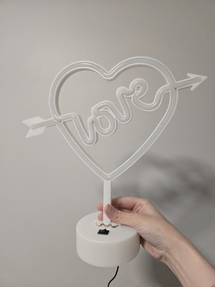 Heart Love Neon Sign, with a crack (battery or USB both works) - photo 2