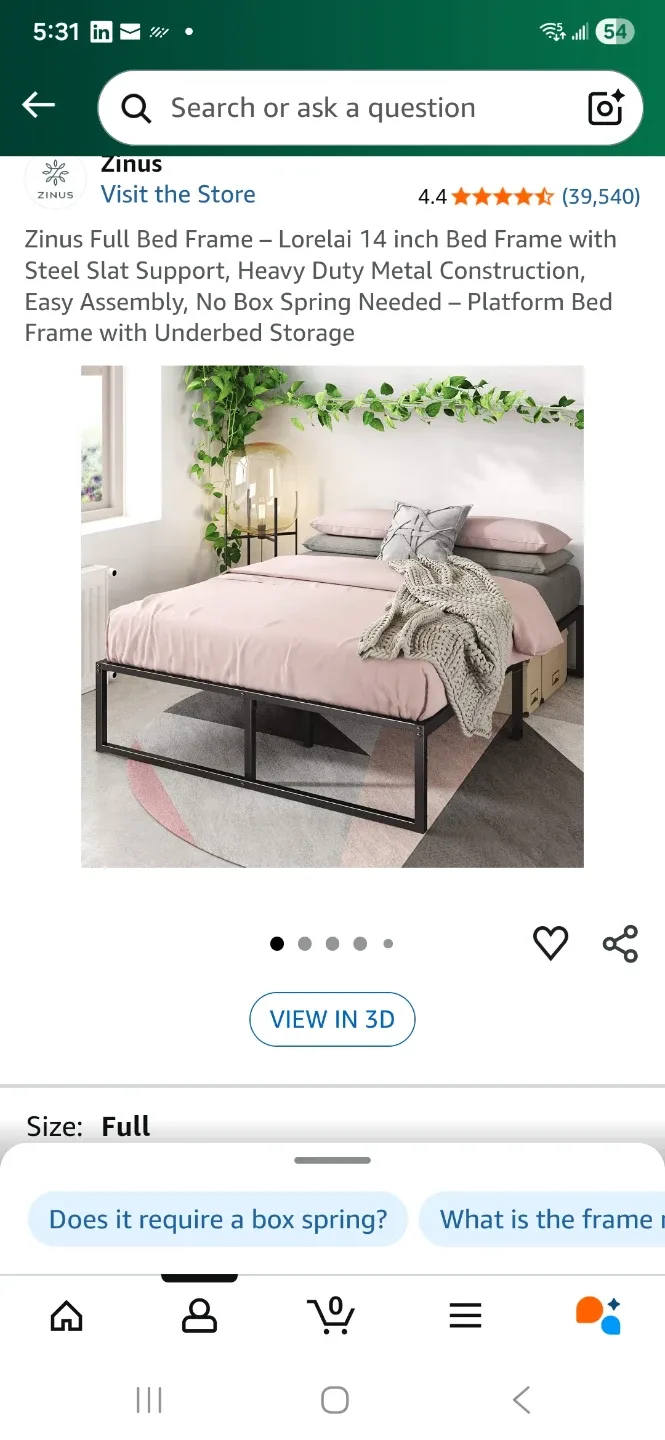 Full Size 14-Inch Metal Bed Frame