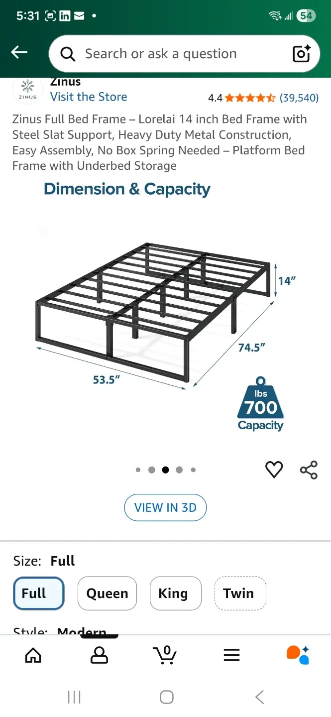 Full Size 14-Inch Metal Bed Frame image indicator(2)