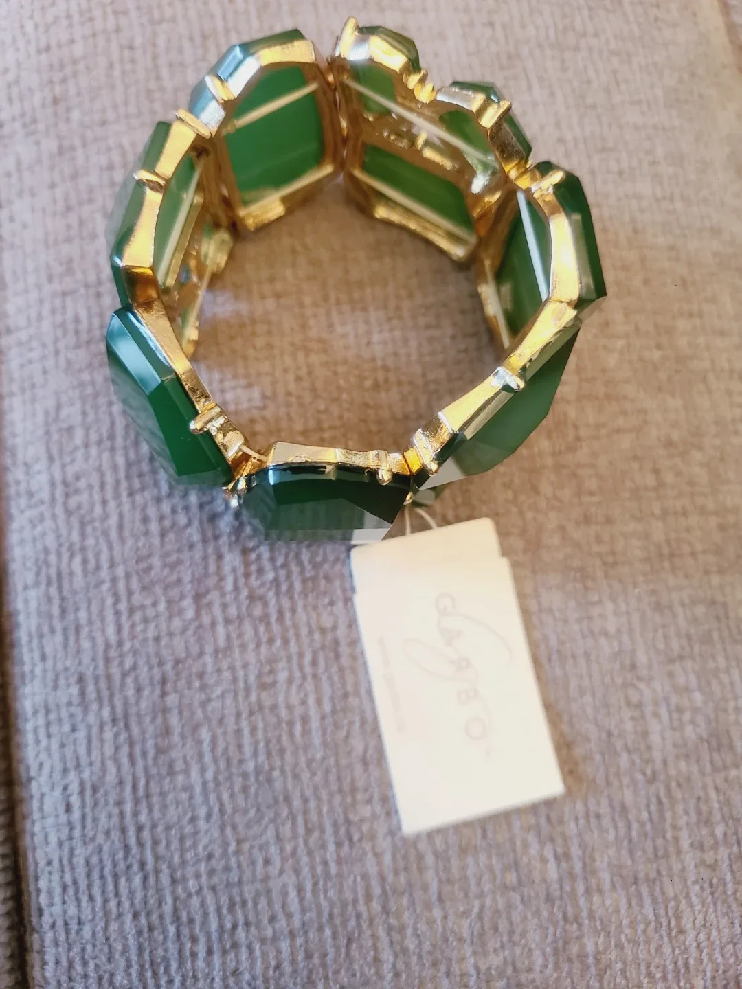 Vintage Garbo Green Stone Bracelet thumbnail
