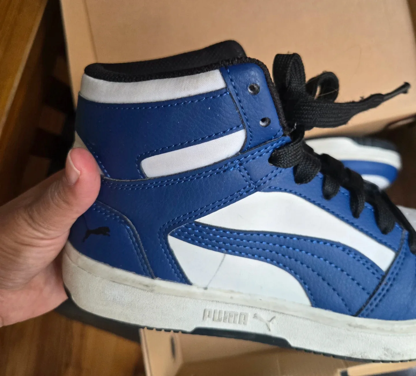 PUMA Rebound Layup High Top Sneakers Blue White Size 5C image indicator(4)