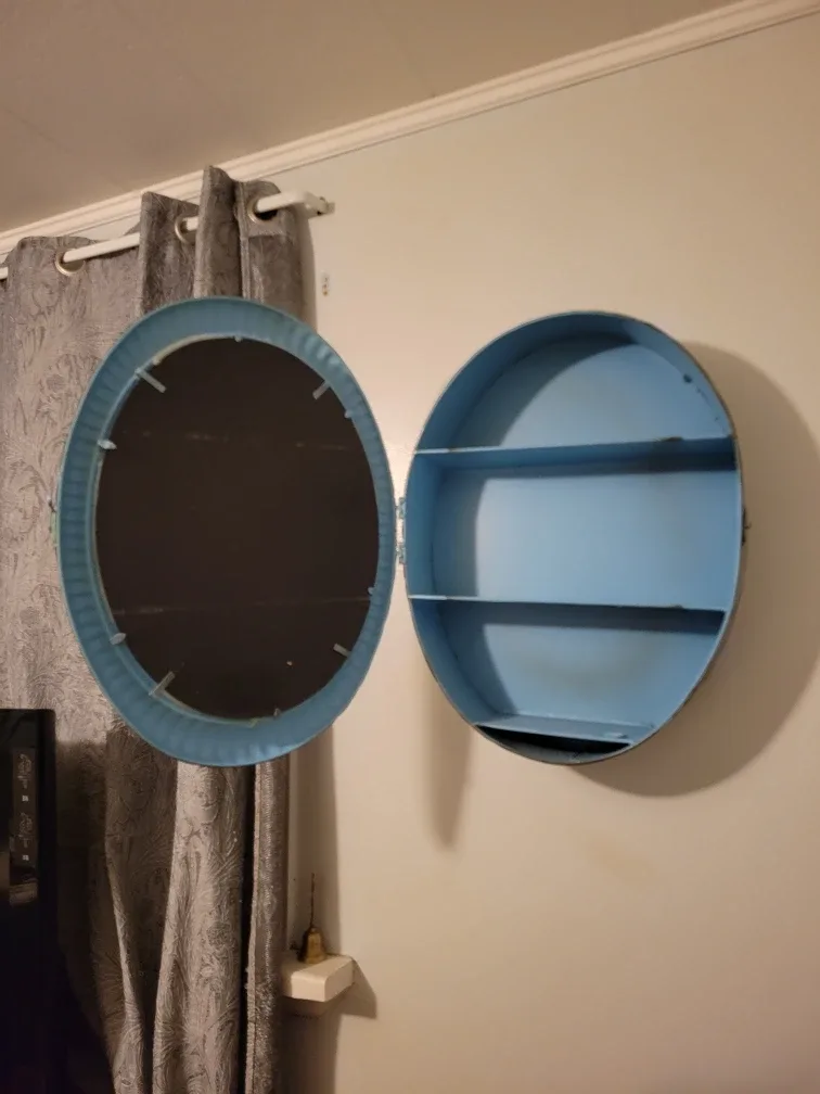 Blue Oval Wall Mirror Cabinet image indicator(3)