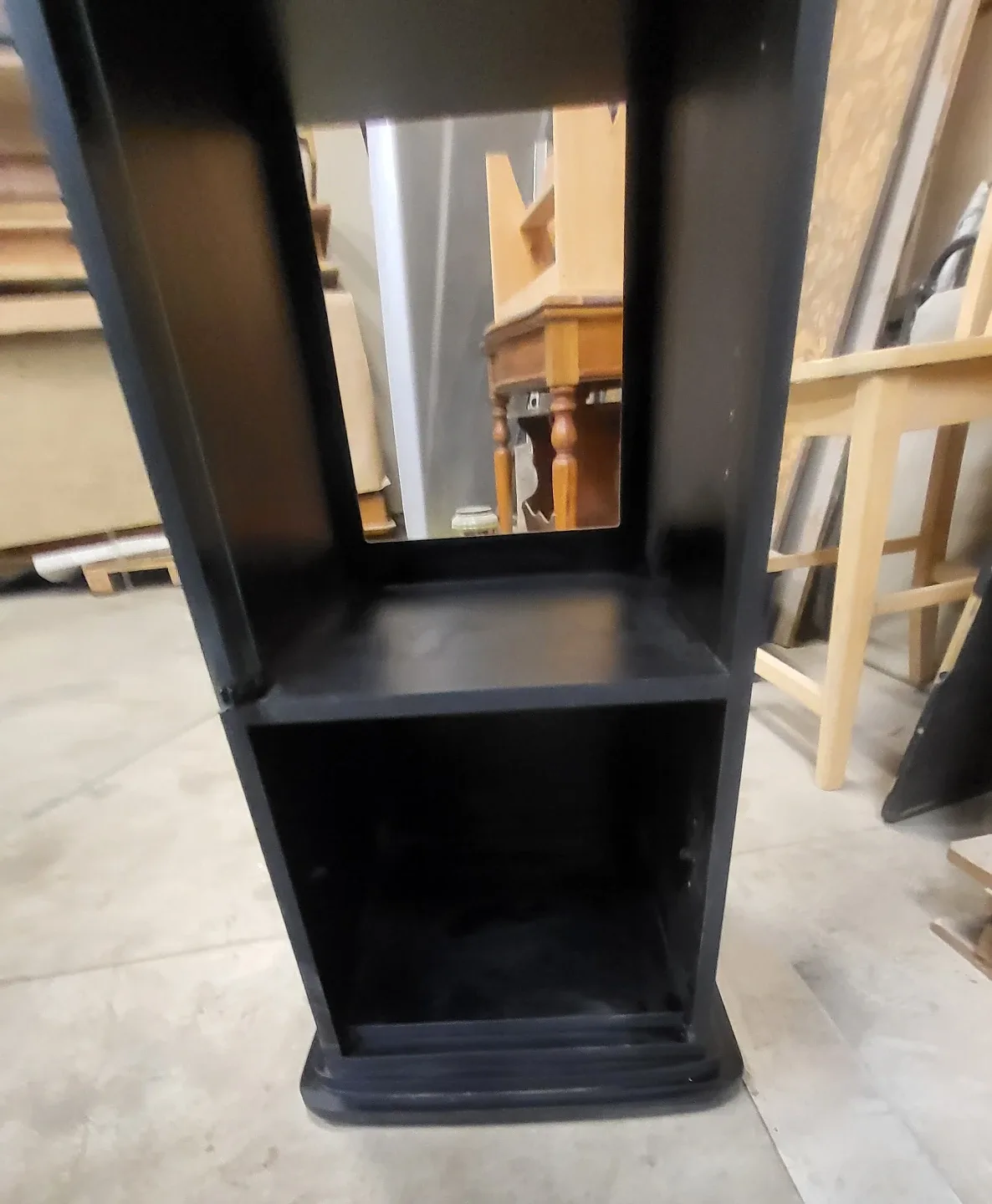 Vintage black stereo Cabinet with Glass Door image indicator(2)