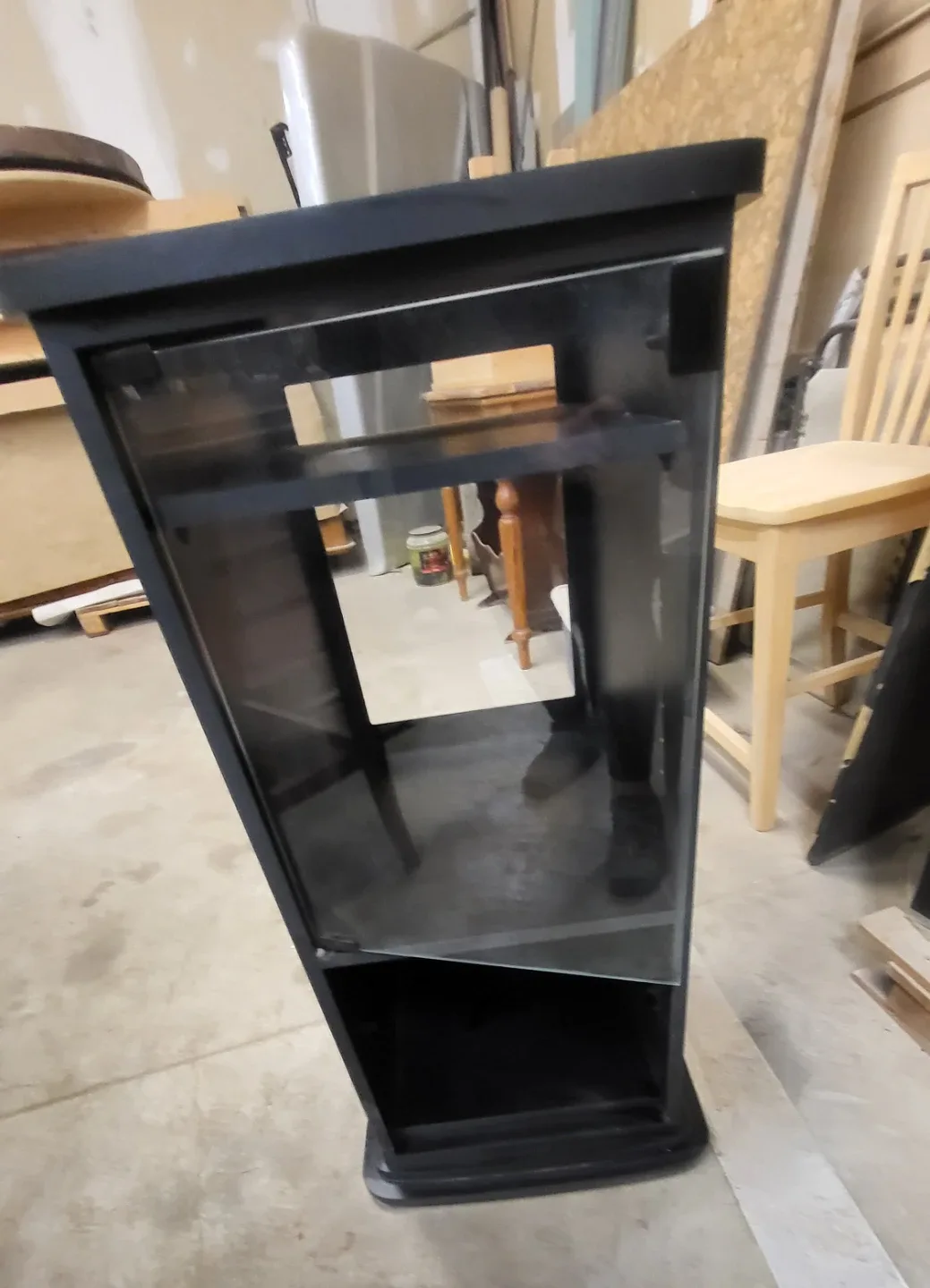 Vintage black stereo Cabinet with Glass Door image indicator(3)