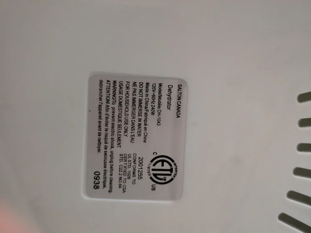 Salton Food Dehydrator image indicator(2)