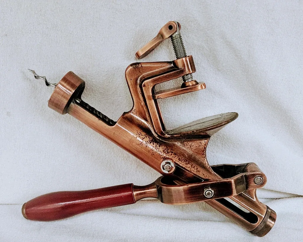 Vintage RAPID Brass Shelf Table Mounted Corkscrew Wine Opener image indicator(2)