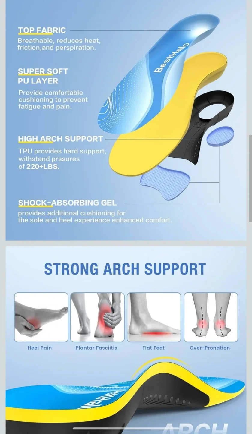 BestHalo Strong Arch Support Orthotic Insole - Size L image indicator(3)