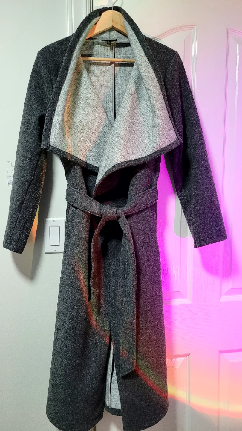 Shinestar Grey Belted Coat - Size M