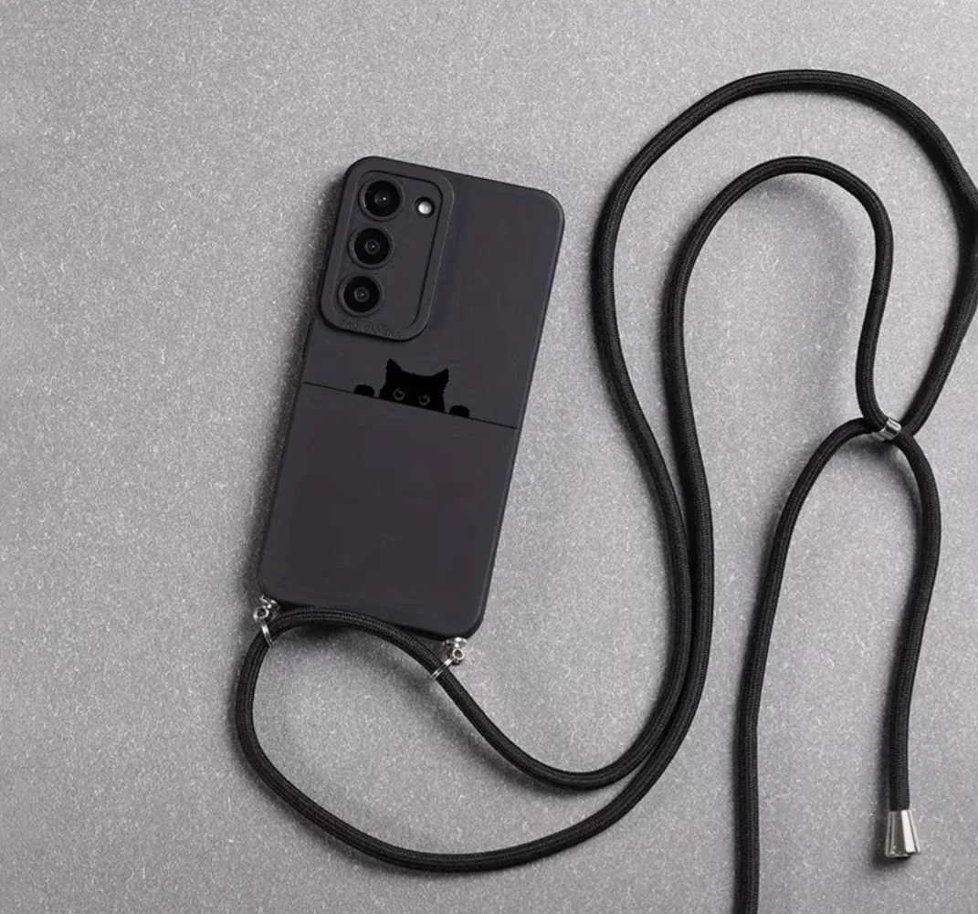 Samsung S23 Ultra Black Phone Case with Strap