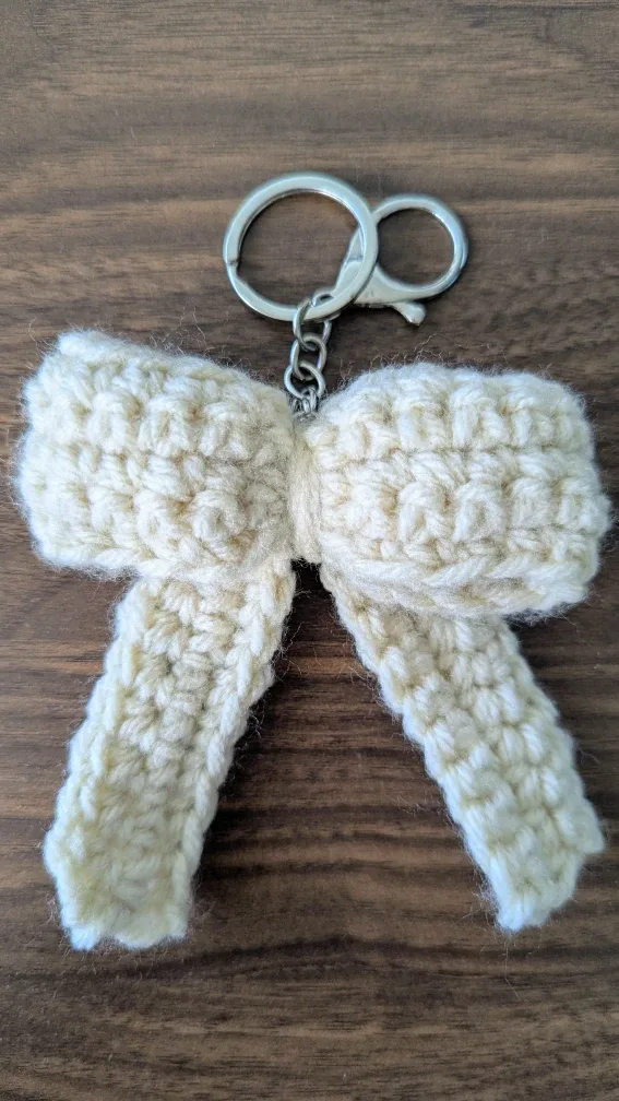 Handmade Crocheted Bow Keychain