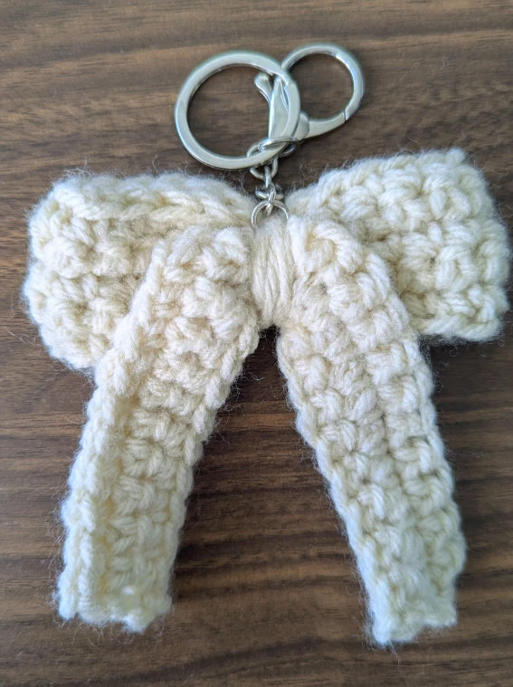 Handmade Crocheted Bow Keychain - photo 2