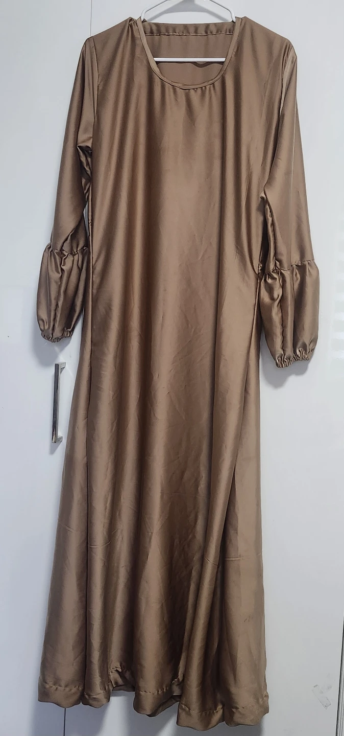 Gold biege satin abaya sz 56 like new - photo 2