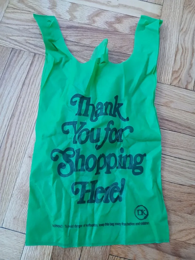Green 'Thank You for Shopping Here!' Bag