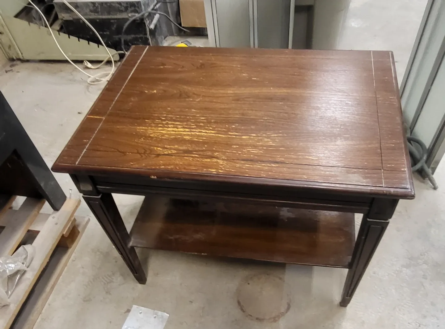 Vintage Wooden Side Table with Shelf