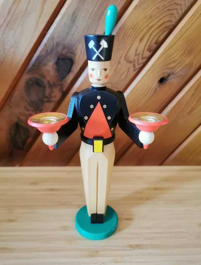 Vintage Wooden Miner Candle Holder