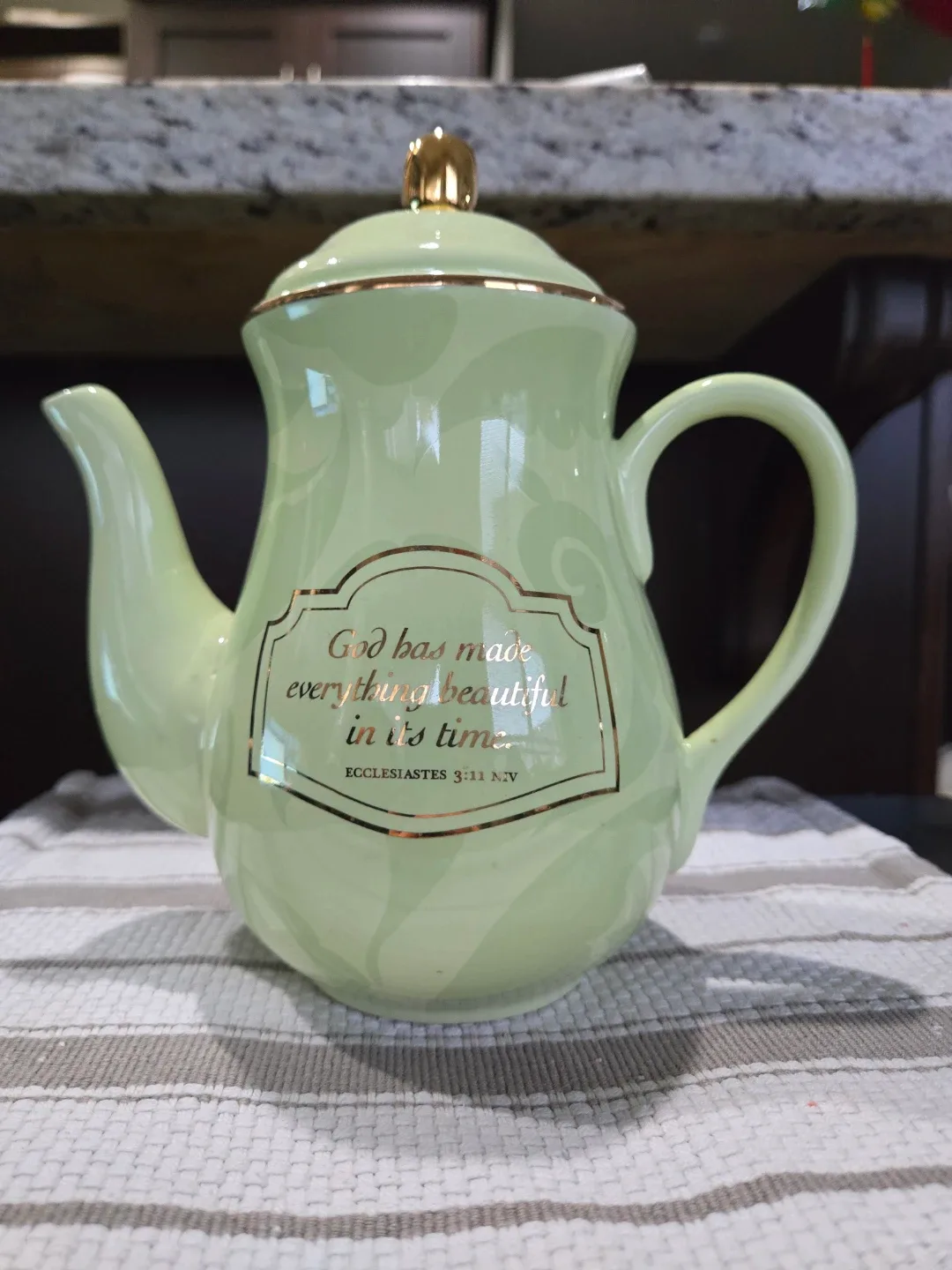 Green Teapot with Gold Accent