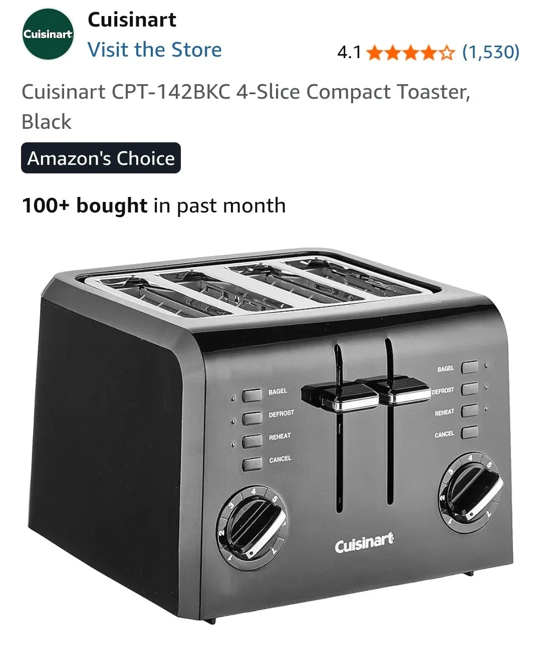 Cuisinart 4-Slice Toaster - Black image indicator(7)