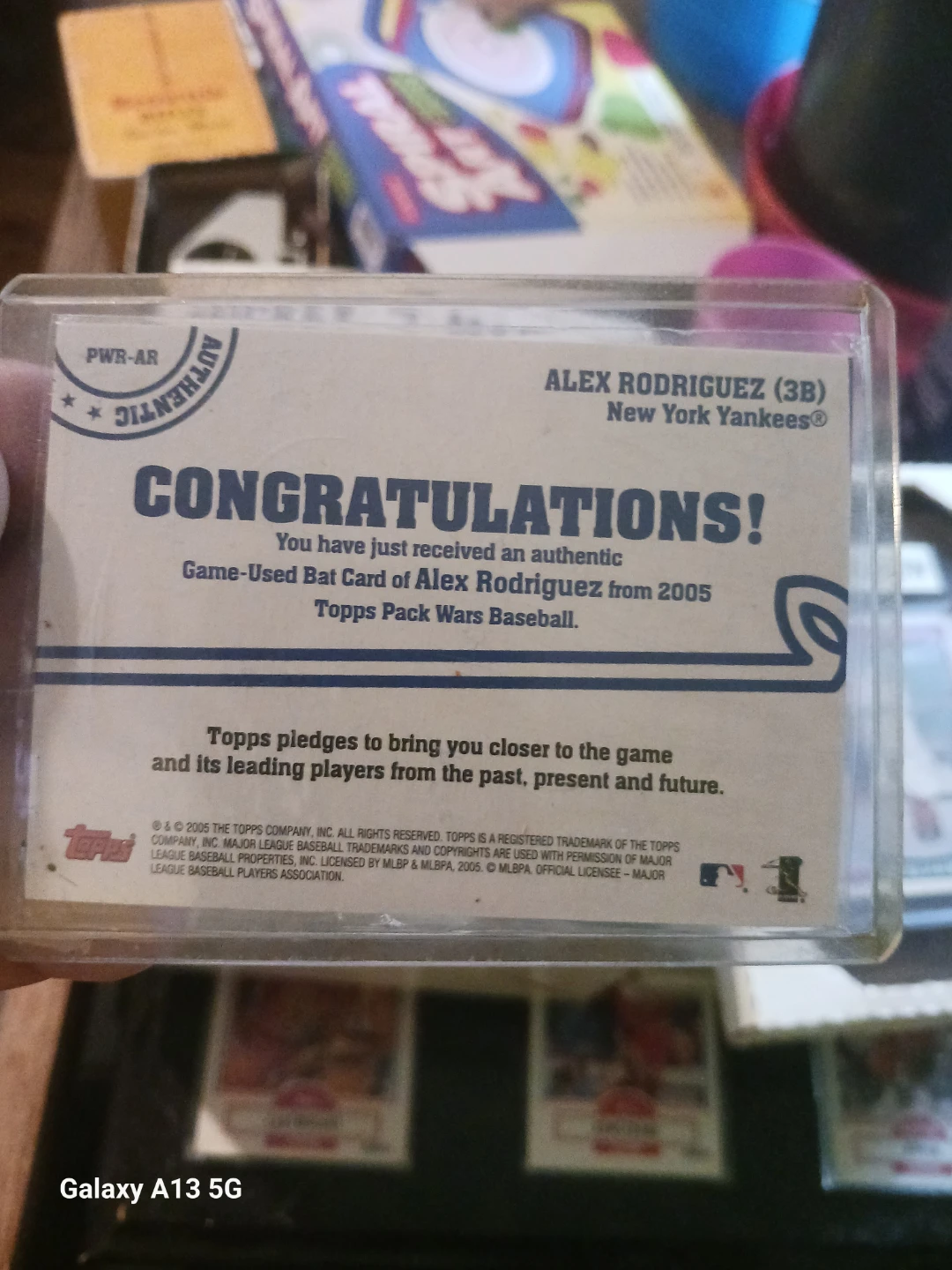 Alex Rodriguez Game-Used Bat Card (2005 Topps) - photo 2