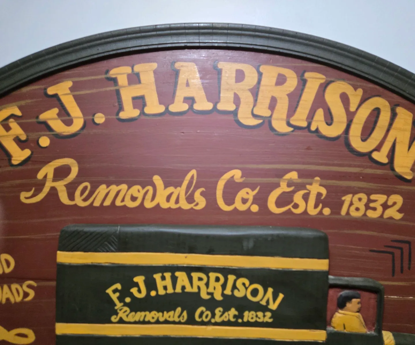 Vintage F.J. Harrison Removals Co. Est. 1832 Sign image indicator(6)