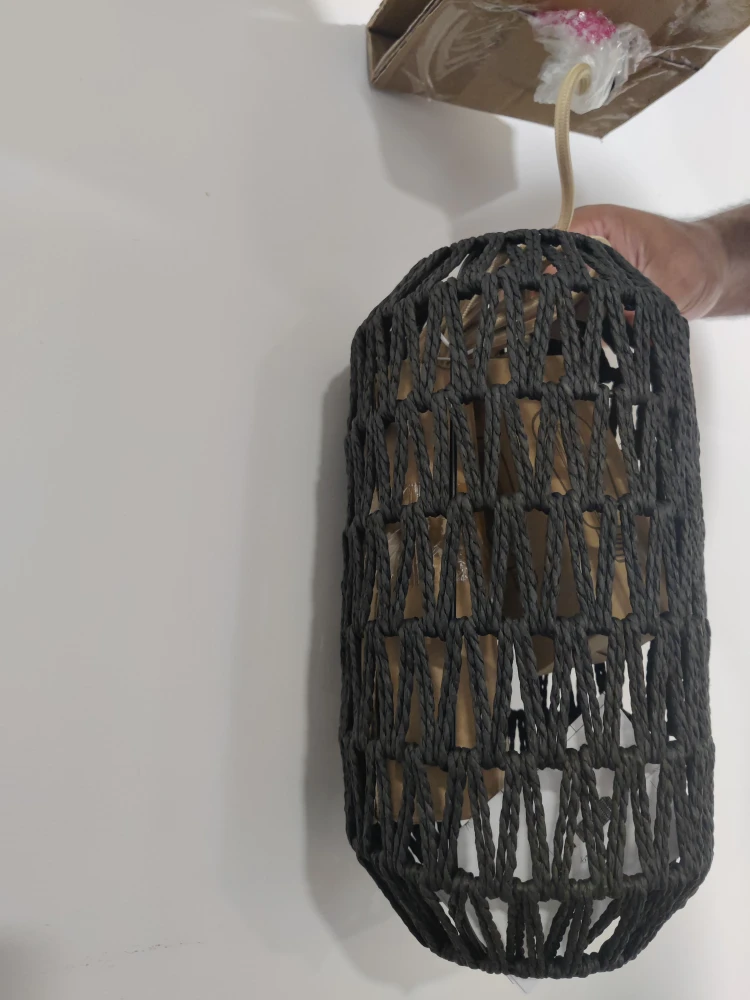 Ruzectt Rattan Farmhouse Pendant Light - Black - photo 2