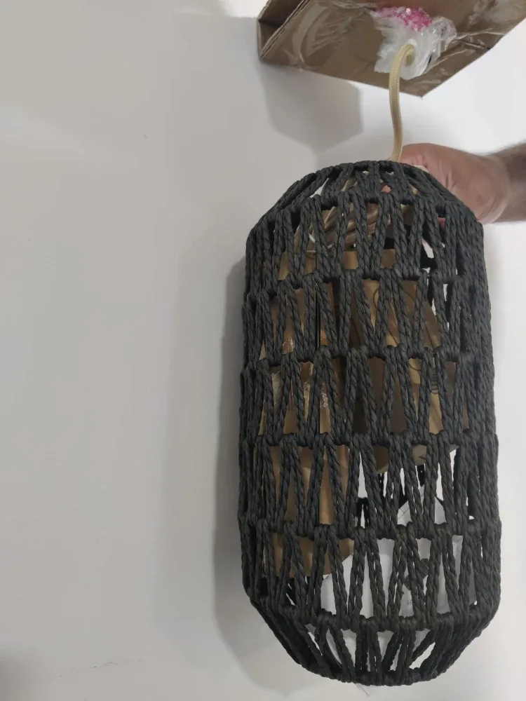 Ruzectt Rattan Farmhouse Pendant Light - Black image indicator(2)
