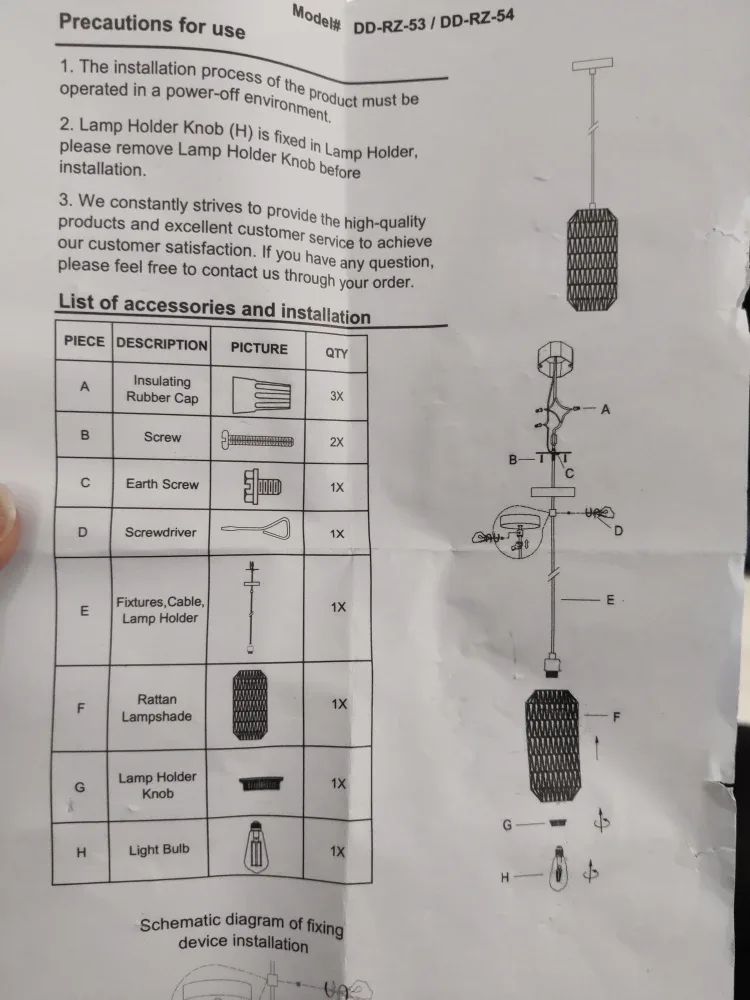 Ruzectt Rattan Farmhouse Pendant Light - Black image indicator(3)