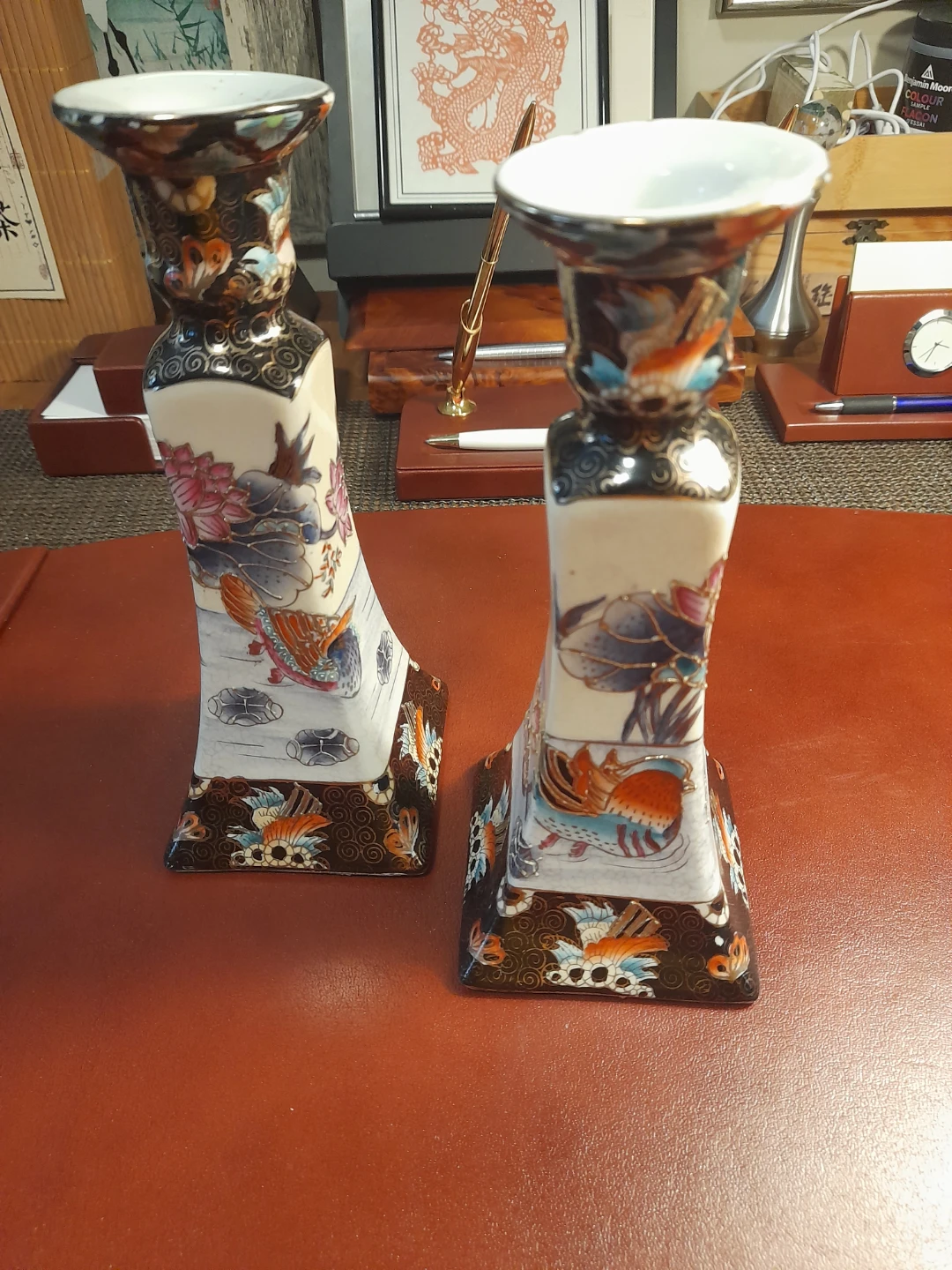Pair of Vintage Asian Style Candle Holders