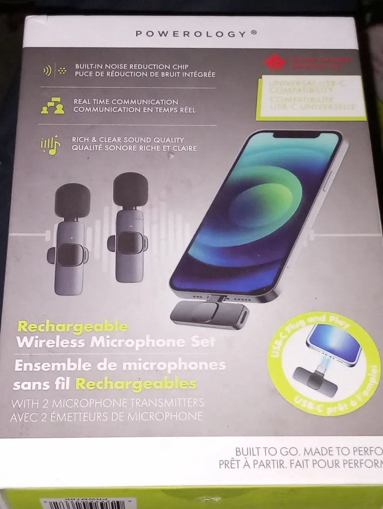 Powerology Rechargeable Wireless Microphone Set - New