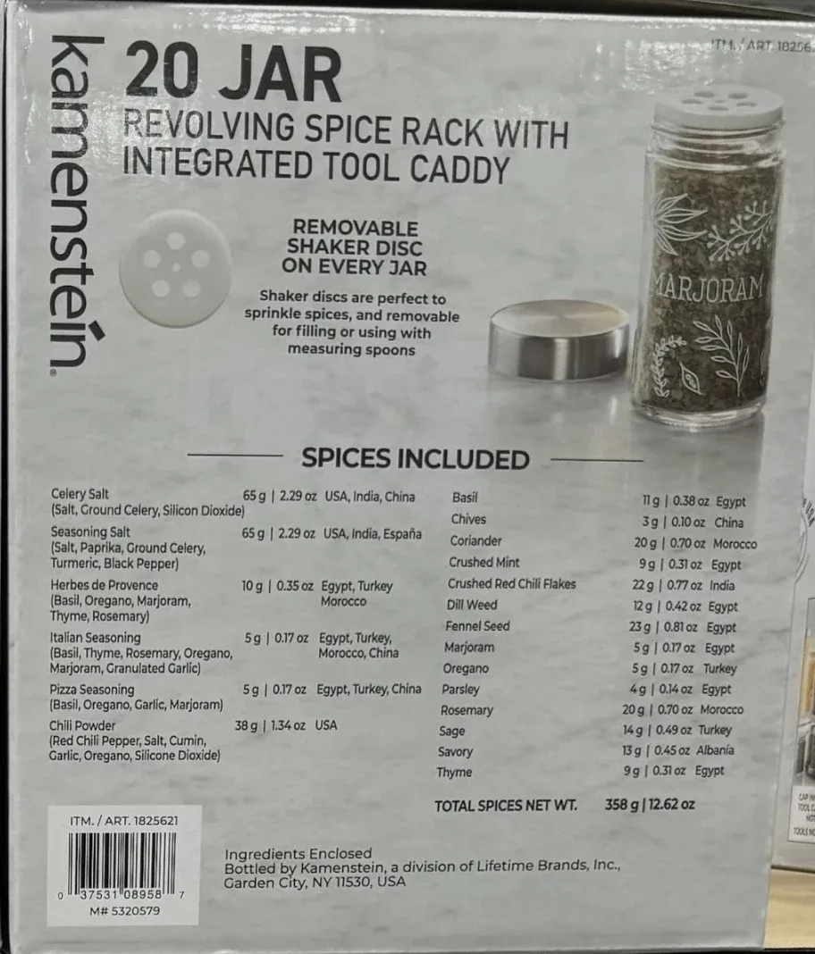 SALE NEW Kamenstein 20-Jar Revolving Spice Rack w/ Tool Caddy image indicator(4)