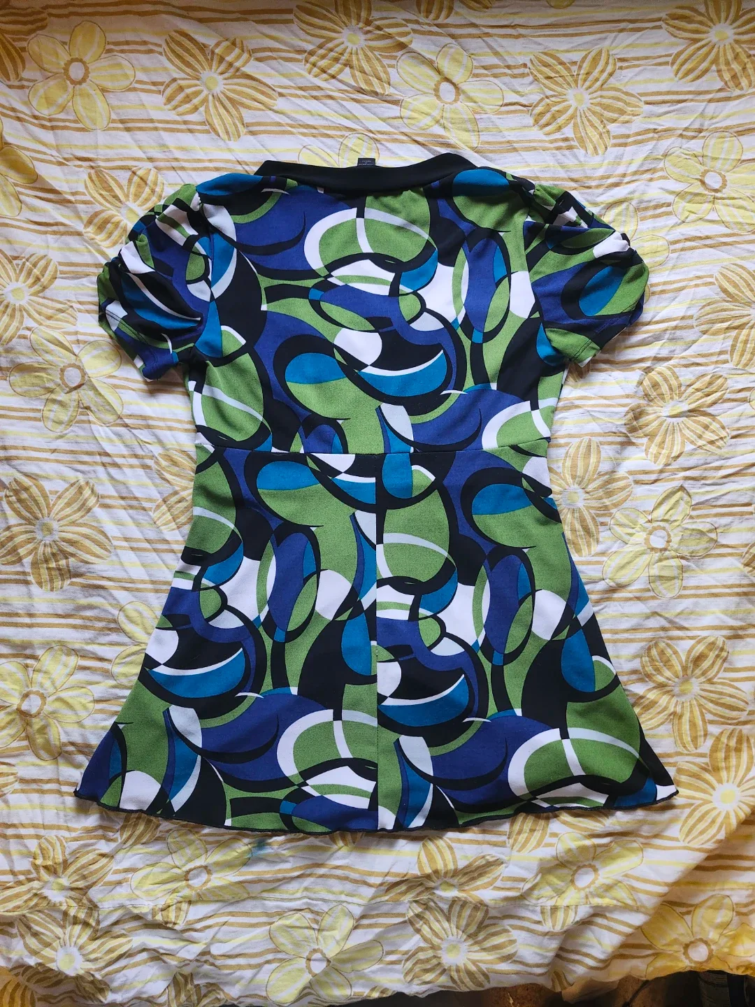 Green and blue retro style babydoll top image indicator(2)