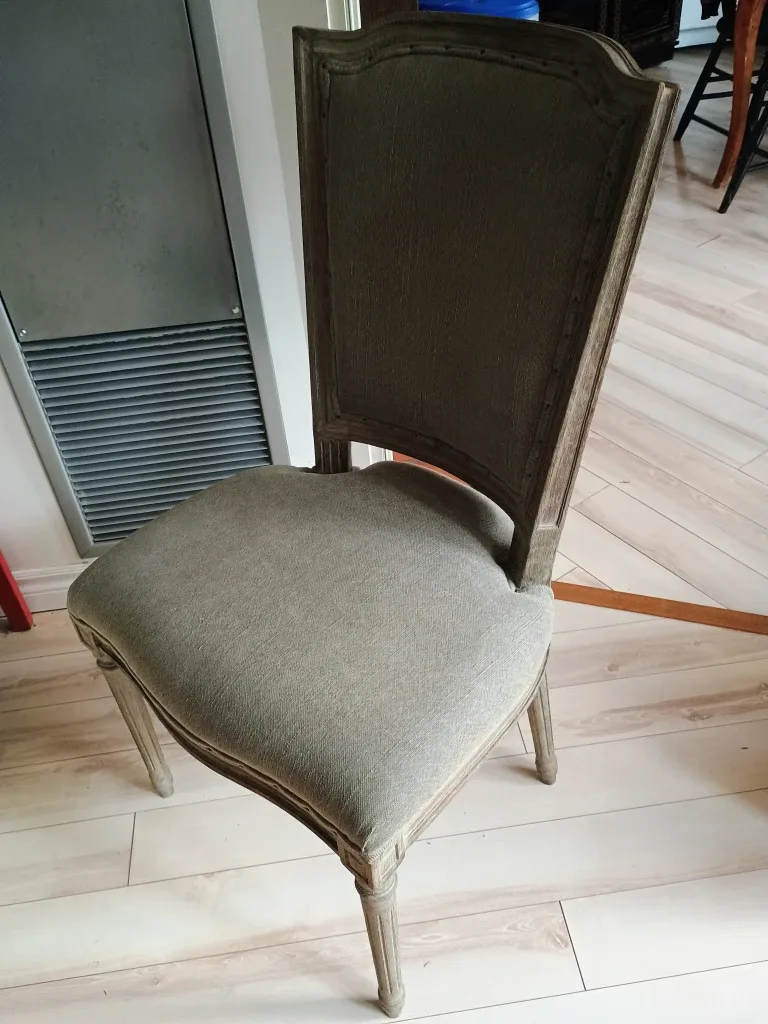 Grey upholstered accent chair