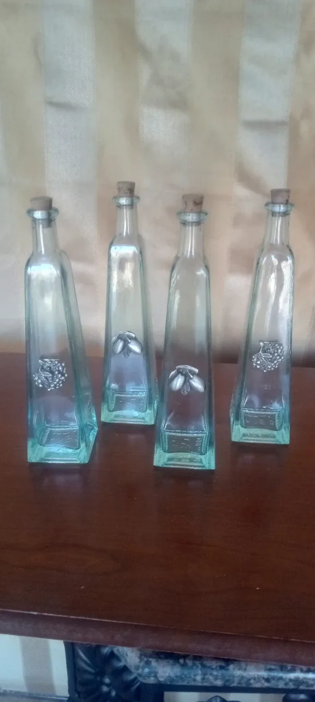 Decorative Glass Bottles - Set of 4